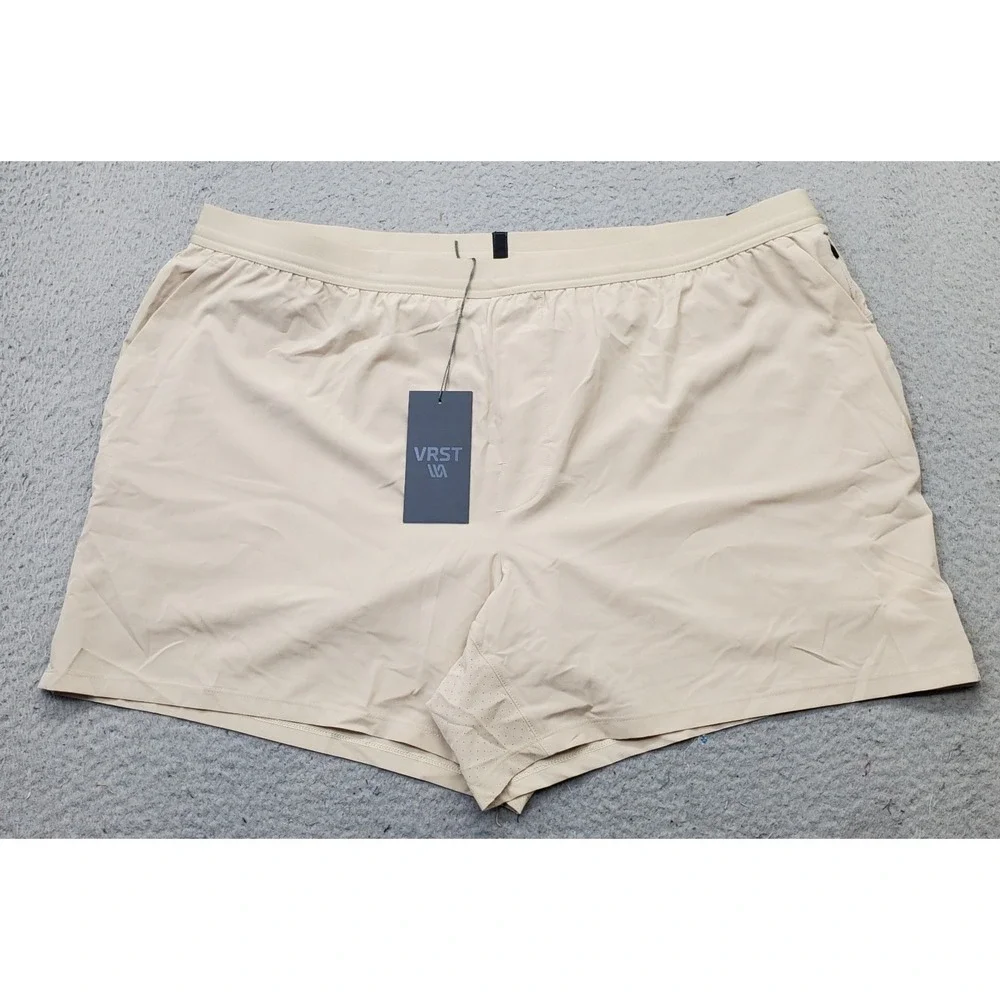 VRST Running Shorts Mens XXL Tan Lined Relaxed Fit Stretch Elastic Waist Pull On